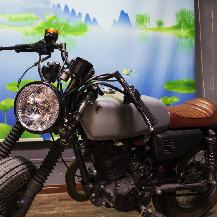 Motorcycle 7 Inch LED Headlamp Angel Ring Steering Function With Bracket(Shock Absorber Diameter 35-43MM)