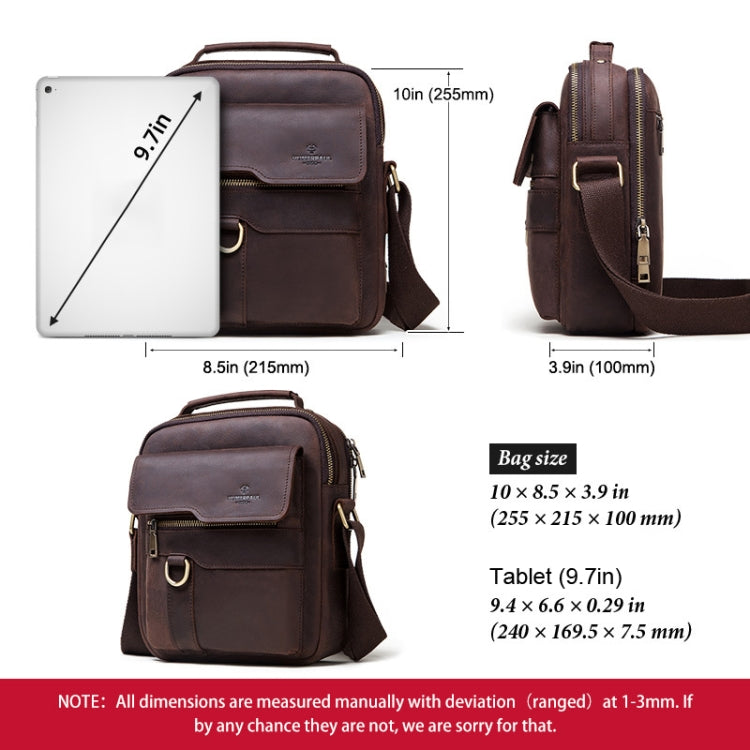 HUMERPAUL Men Leather Cross-Body Bag Shoulder Bag, MH577 (Brown)