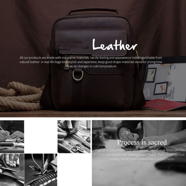 HUMERPAUL Men Leather Cross-Body Bag Shoulder Bag, MH577 (Brown)