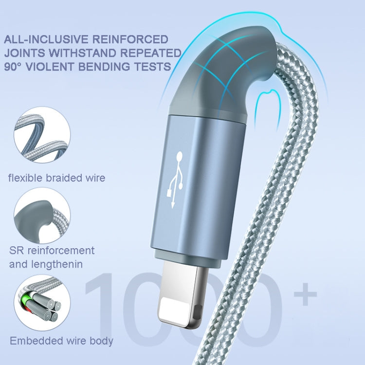 ROMOSS CB25 3 In 1 3.5A  8 Pin + Micro USB + Type C/USB-C Cable 1m(Space Gray)