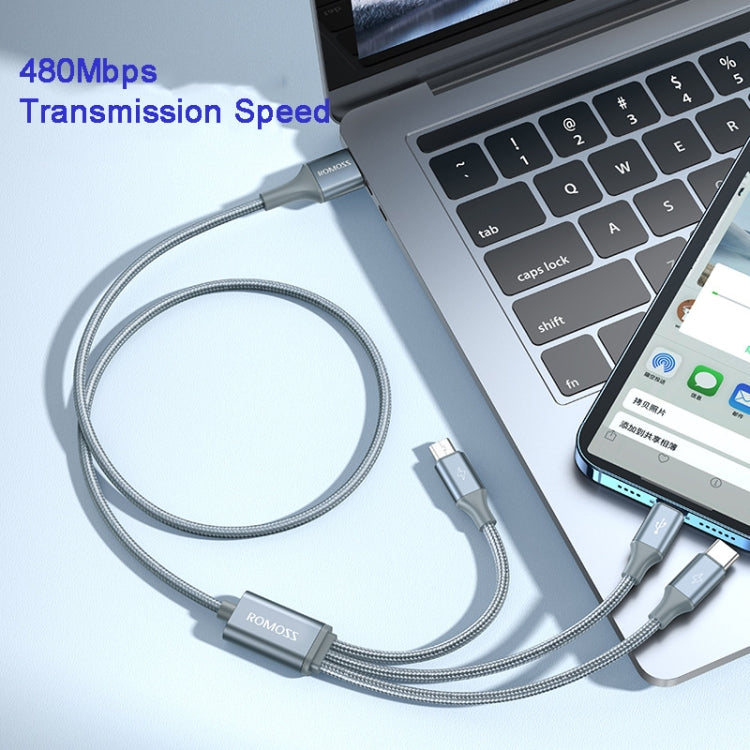 ROMOSS CB25 3 In 1 3.5A  8 Pin + Micro USB + Type C/USB-C Cable 1m(Space Gray)
