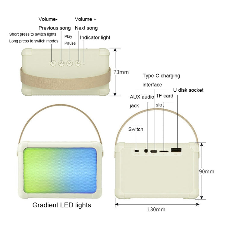 Portable RGB Lighting Effect Bluetooth Speaker Home Mini Karaoke Audio, Style: Dual Microphone+Speaker(Pink)