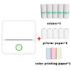 X6 200DPI Student Homework Printer Bluetooth Inkless Pocket Printer White 5 Printer Papers+5 Stickers + 3 Color Papers