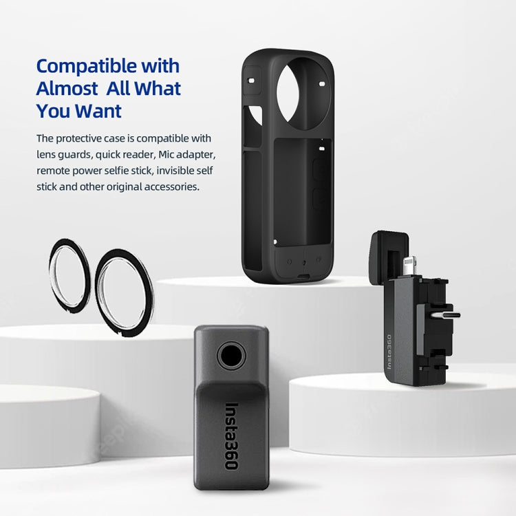 For Insta360 X3 AMagisn Body Silicone Protective Cover, Body+Lens Case (Black), Body Case (black), Lens Case (Black)