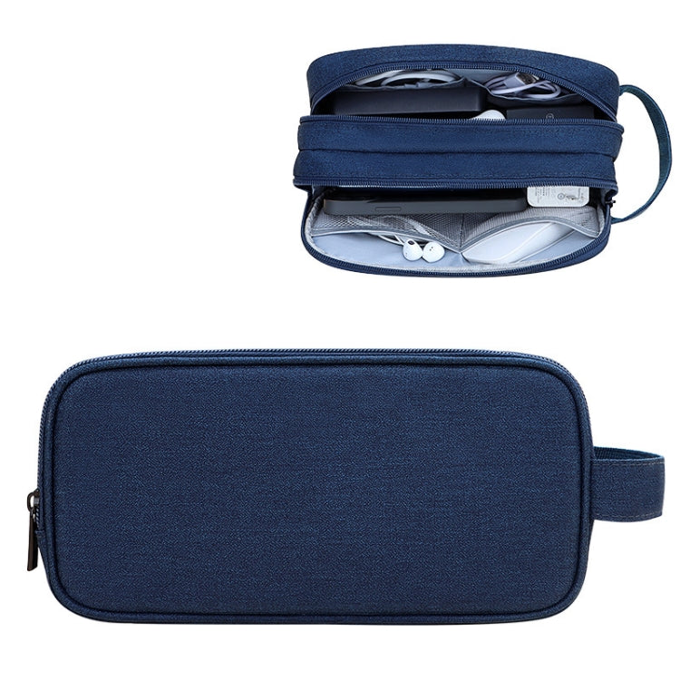 SM09 Double-layer Large Capacity Digital Accessories Storage Bag, Gray, Black, Navy Blue, Dark Gray