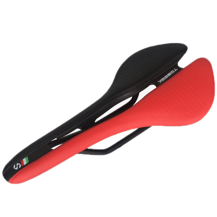 TOSEEK Mountain Bike Saddle Road Bicycle Seat Accessories, Black, Red, Black Red, Black Yellow