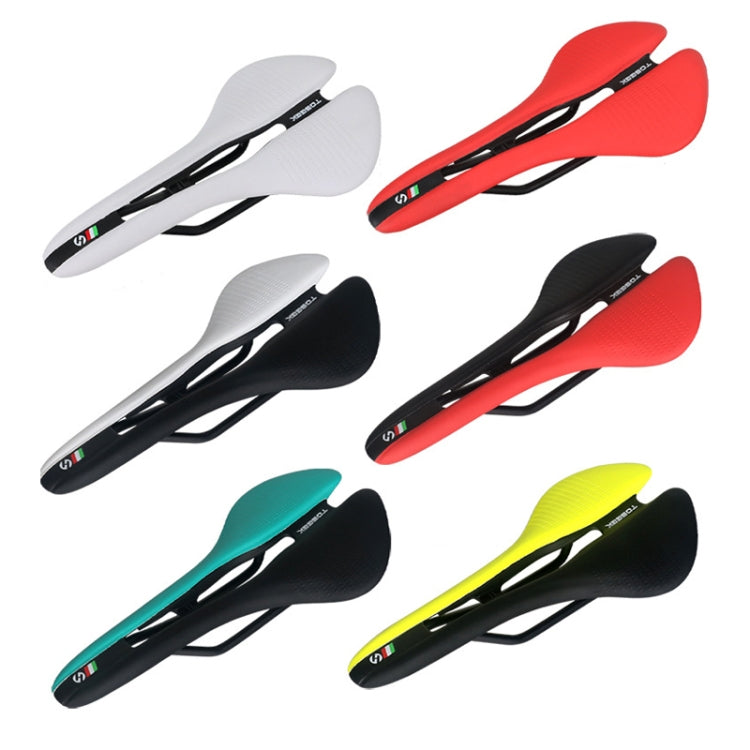 TOSEEK Mountain Bike Saddle Road Bicycle Seat Accessories, Black, Red, Black Red, Black Yellow