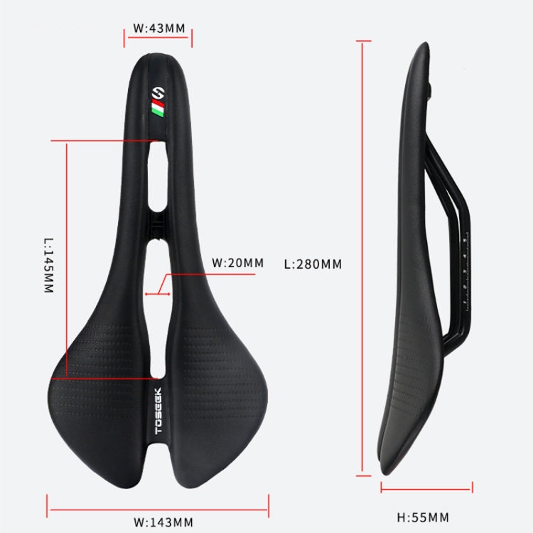 TOSEEK Mountain Bike Saddle Road Bicycle Seat Accessories, Black, Red, Black Red, Black Yellow