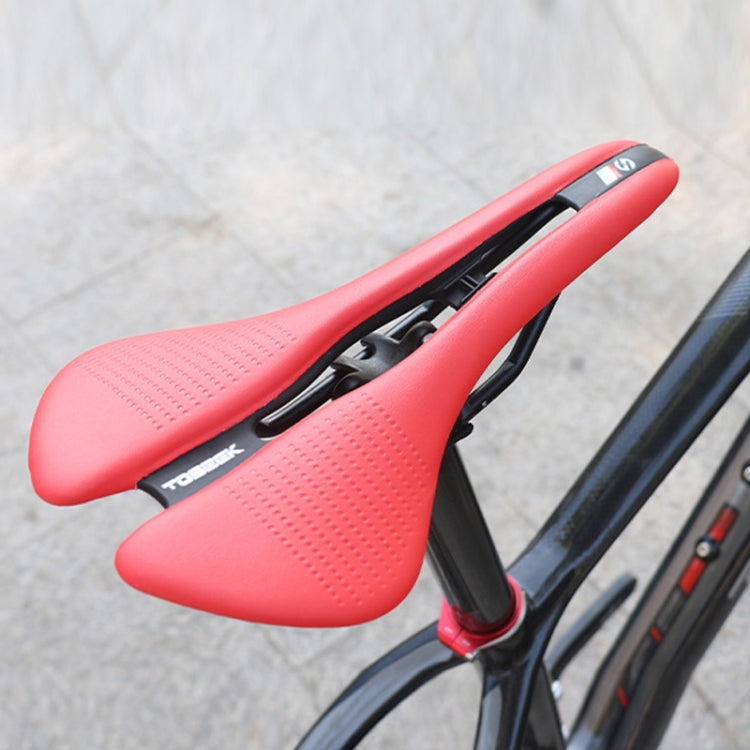 TOSEEK Mountain Bike Saddle Road Bicycle Seat Accessories, Black, Red, Black Red, Black Yellow