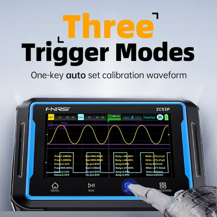 FNIRSI 2C53P Dual Channel Flat Panel Digital Oscilloscope Multimeter Signal Generator 3 In 1, 2C53P