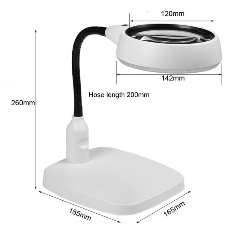 Desktop With 21 LED Lights 10X HD Reading Repair Metal Hose Magnifier, EU Plug, US Plug