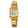 SKMEI 2493 Small Women Electronic Watch Square Steel Strap Watch, Gold Case White, Gold Case Black, Silver Case White, Silver Case Black, Black Case White, Black Case Black