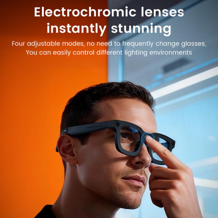 Smart Glasses Support 8MP Video Recording Electrochromic Lenses & AI Translation, E02C