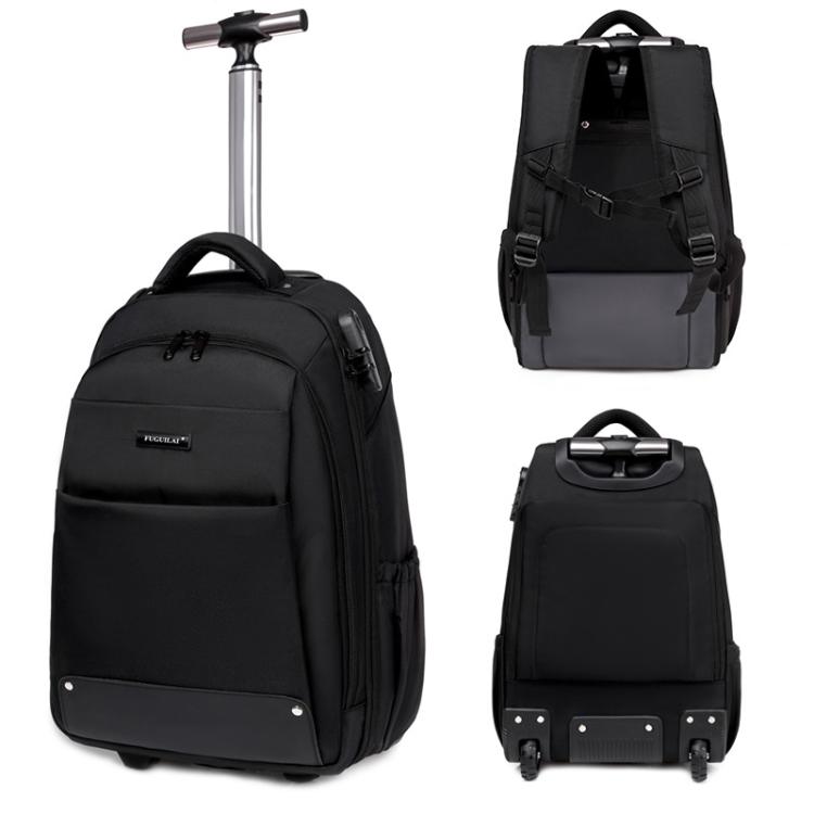 FUGUILAI Wheeled Backpack with Hideable Wheels & Straps, TSA Lock & 2-Stage Telescopic Handle Trolley Backpack for Business Travel