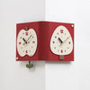 wozoom Living Room Minimalist Double-Sided Wall Clock Corner Decorative Clock, Red Medium, Red Large, Beige Large
