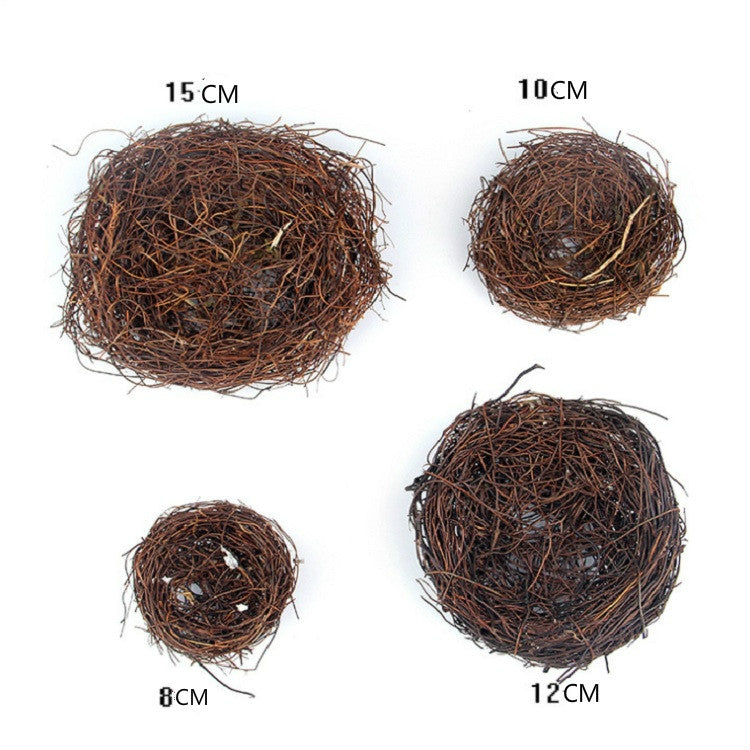 Rattan Nest Bird Bird Crafts Chicken Nest DIY Handmade Bird Nest Scene Props, 12cm, 15cm