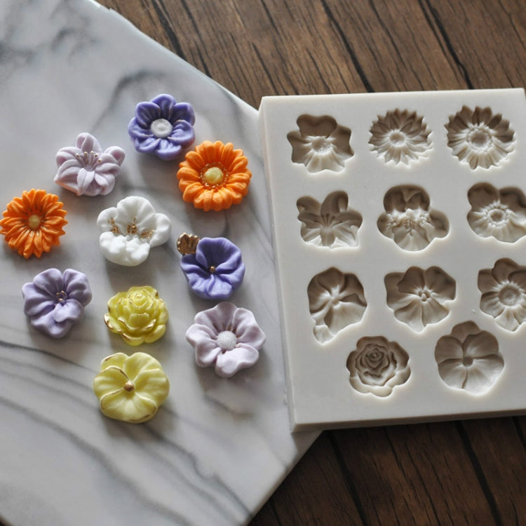 Fondant Cake Silicone Mold Chocolate Mold DIY Trumpet Flower Sun Flower Baking Decoration, Sun Flower Shape(Pink), Sun Flower Shape(Gray)