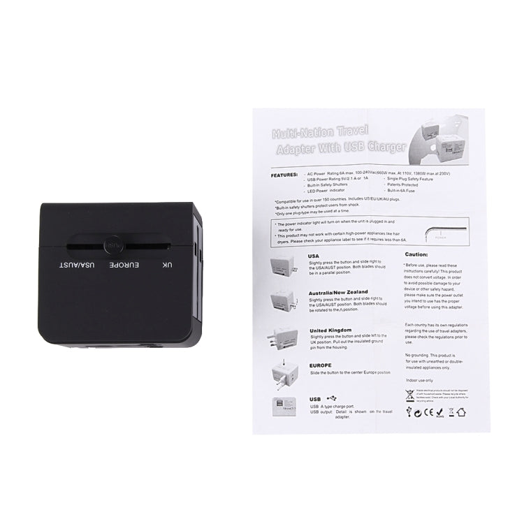 5V 2.1A Dual USB Power Socket Charger Adapter, UK / EU / US / AU Plug, 5V 2.1A
