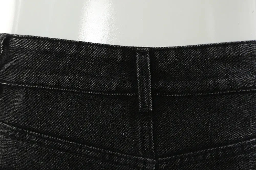 Feathered Elegance A-Line Denim Skirt for Women - Chic High-Rise Summer Fashion