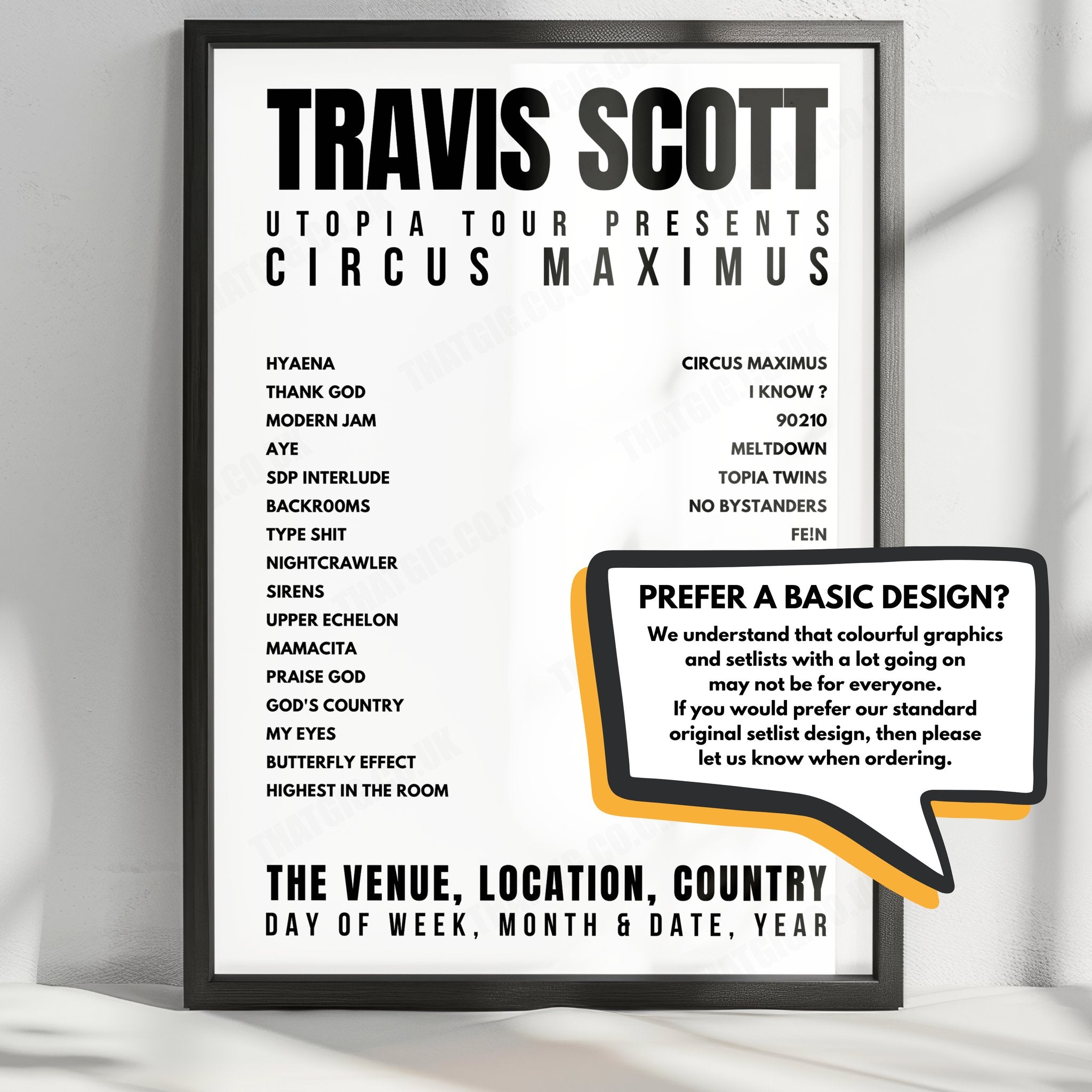 Travis Scott Setlist Poster - Rogers Arena, Vancouver - November 10th, 2023