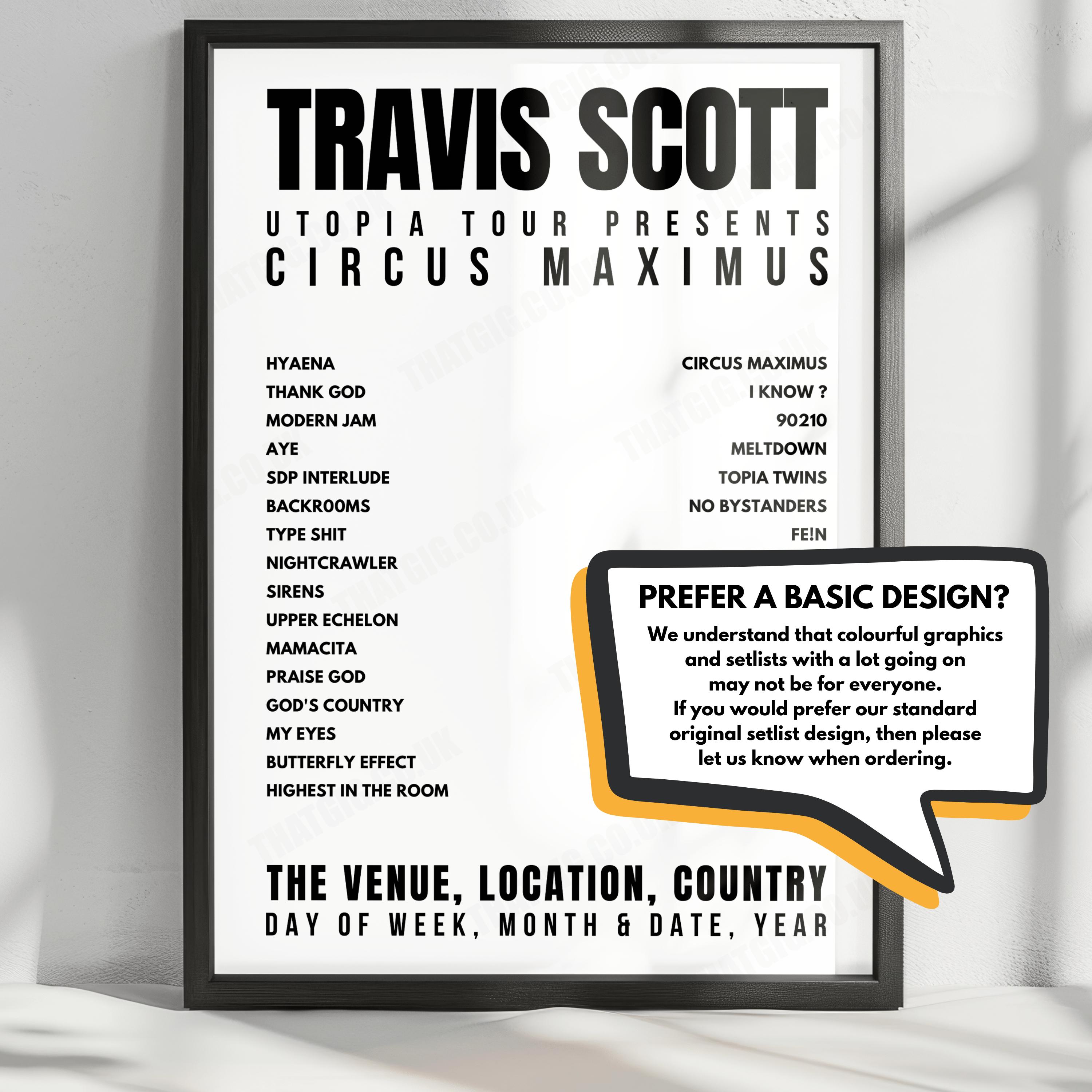 Travis Scott Setlist Poster - Ball Arena, Denver - October 22nd, 2023