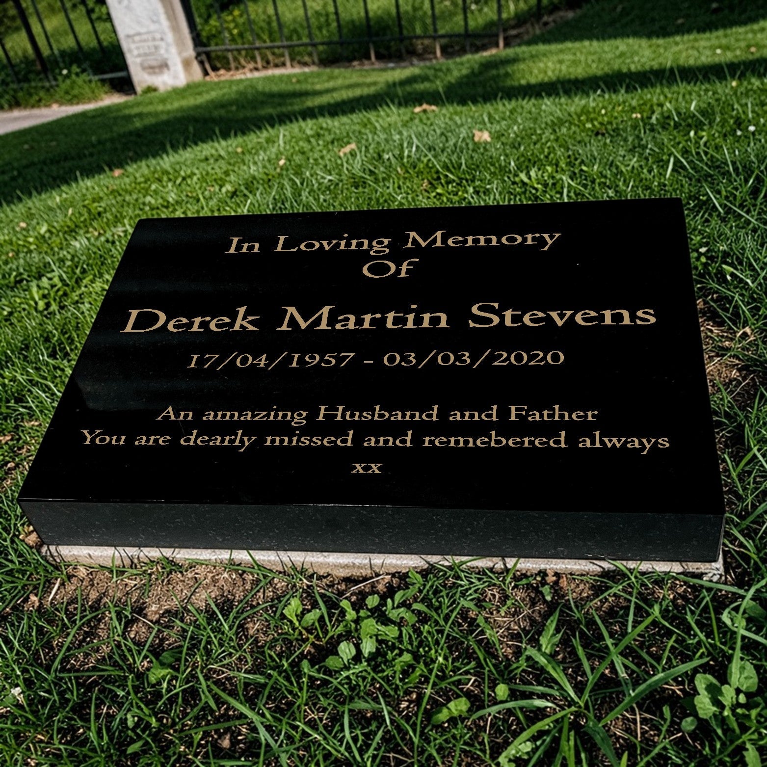 Granite Memorial Tablet Free Personalised Gold Engraving Polished Black Granite