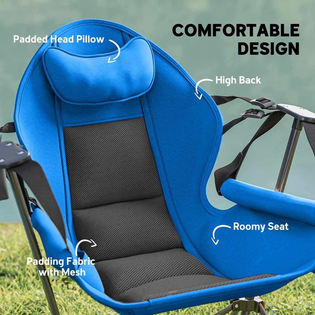 Outsunny Hammock Camping Chair Set of 2, Adjustable Back Camp Chair