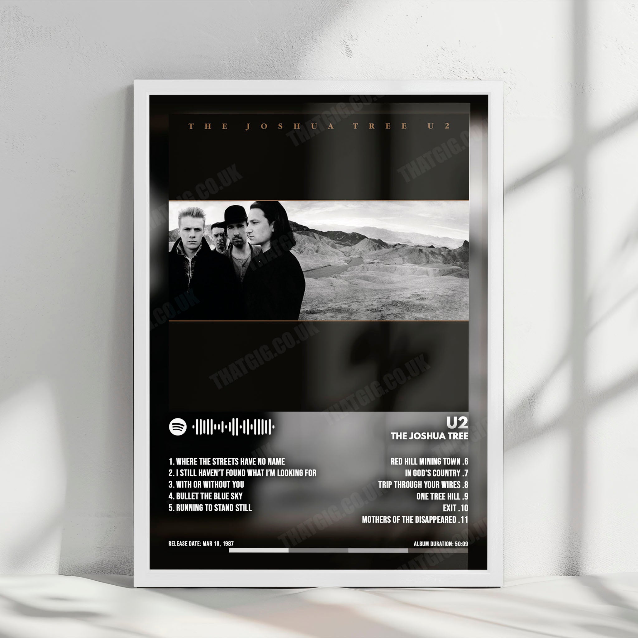U2 "The Joshua Tree" Album Cover Poster - with Complete Tracklist