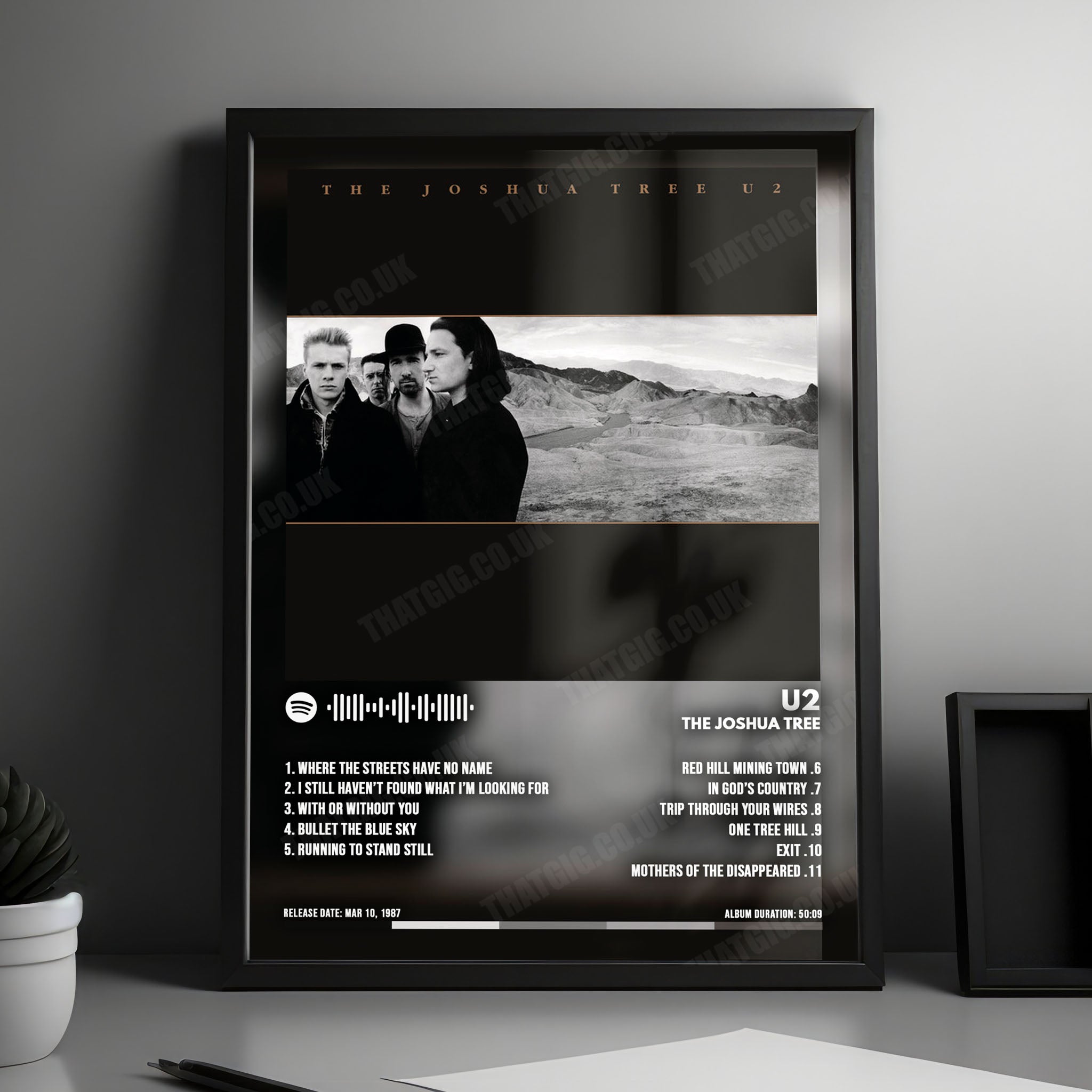 U2 "The Joshua Tree" Album Cover Poster - with Complete Tracklist