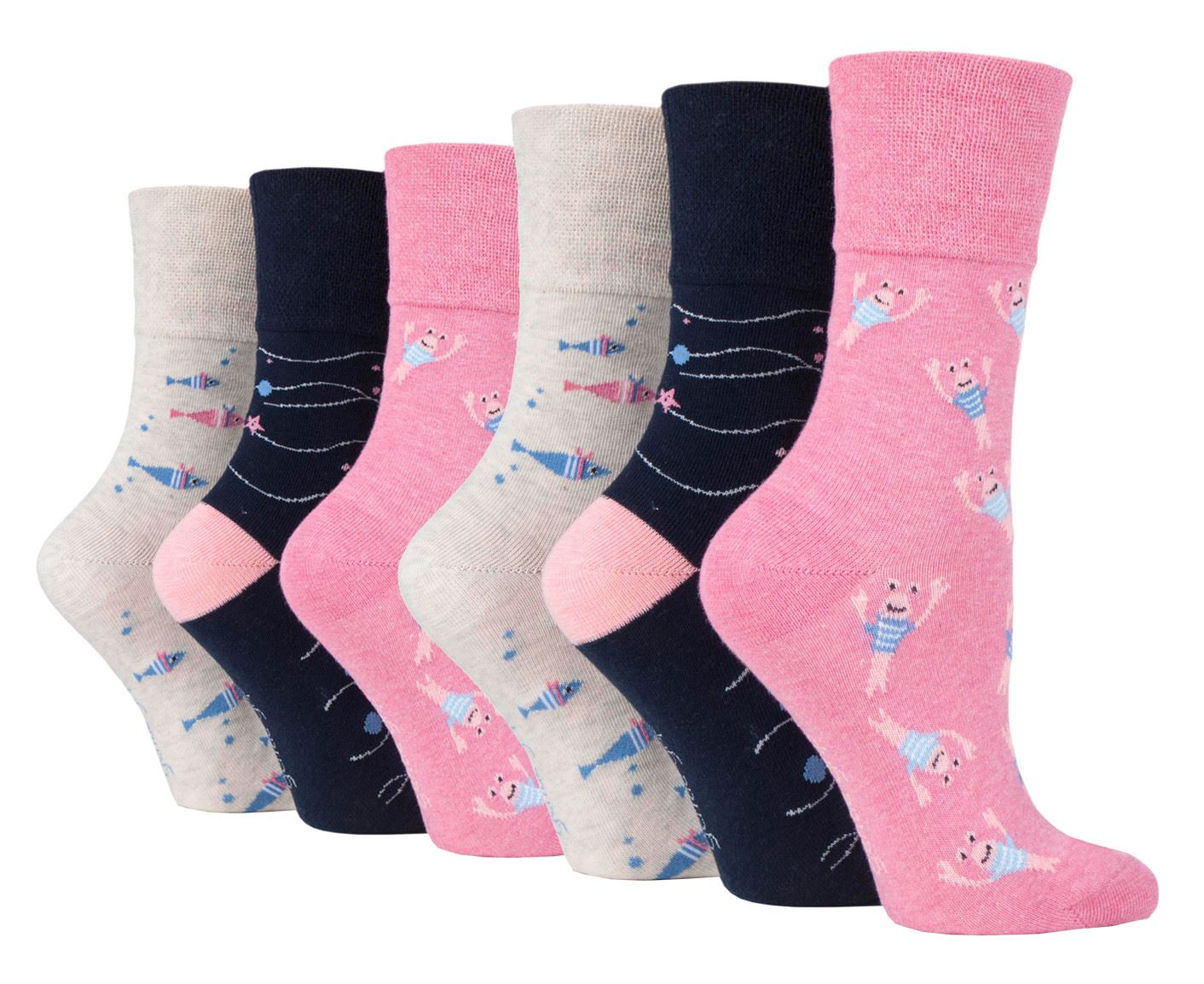 Gentle Grip - Ladies 6 Pack Socks