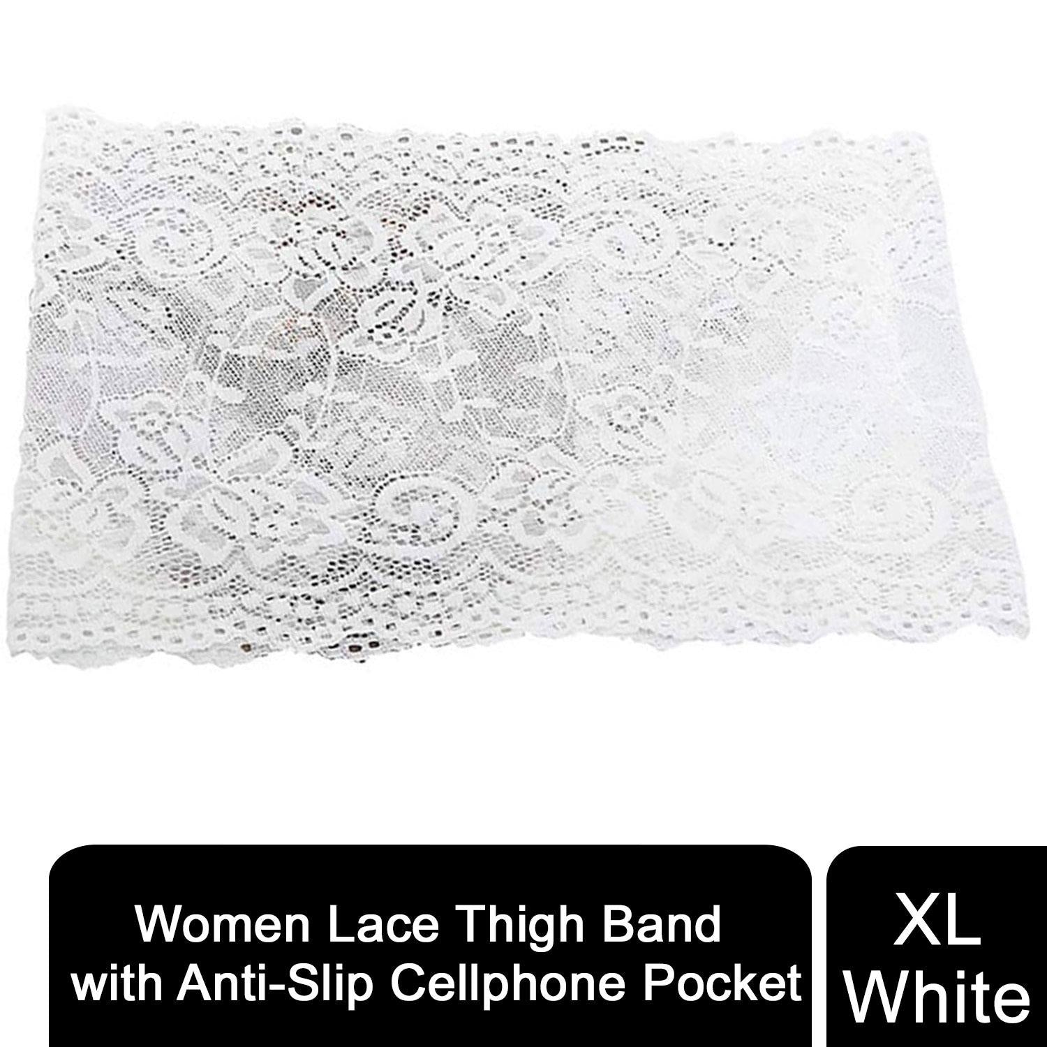 Aquarius Women's Lace Thigh Band with Anti-Slip Cellphone Pocket, Choose Colour