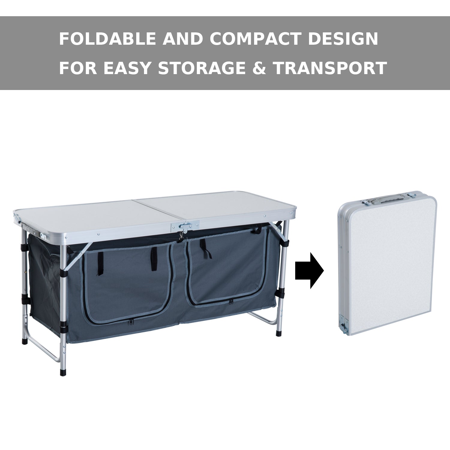 Outsunny Picnic Table Camping Folding Portable Dining Storage Garden Outdoor
