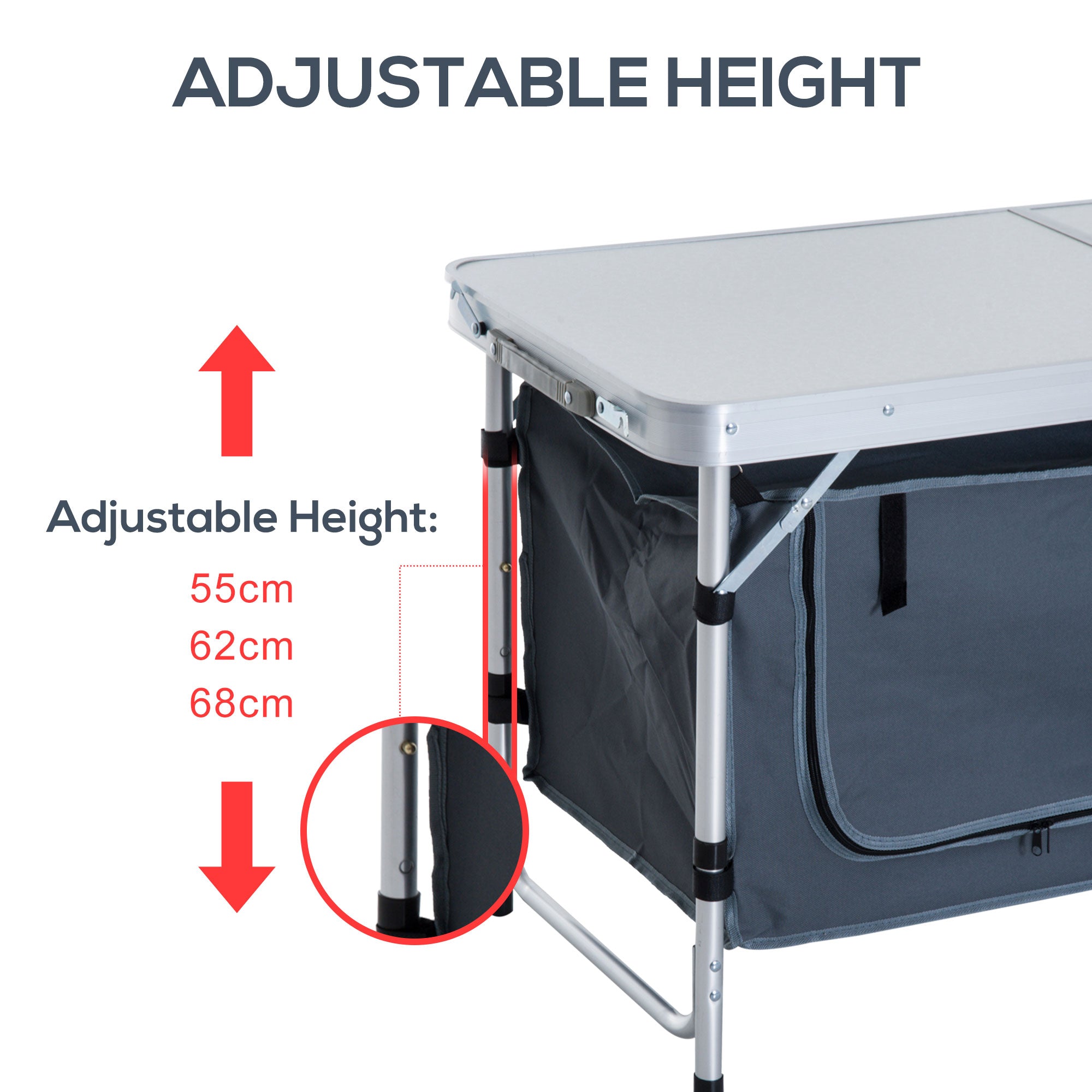 Outsunny Picnic Table Camping Folding Portable Dining Storage Garden Outdoor