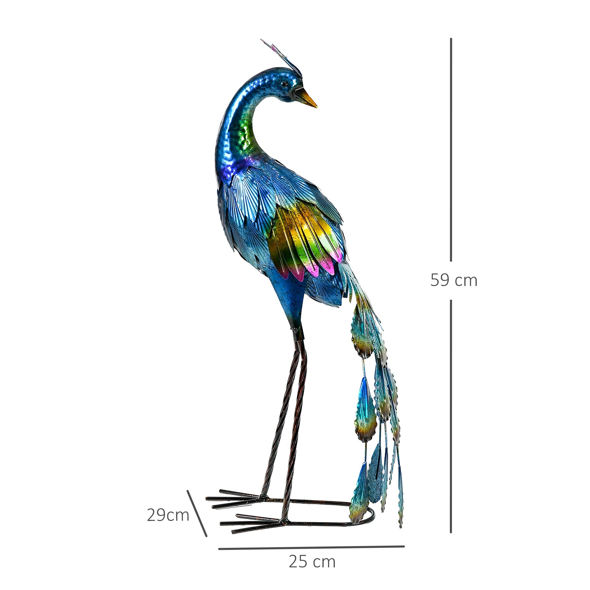 Outsunny Peacock Garden Statues Sculptures for Decorations and Gifts, Steel