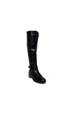 Faux Leather Buckle Knee High Boots