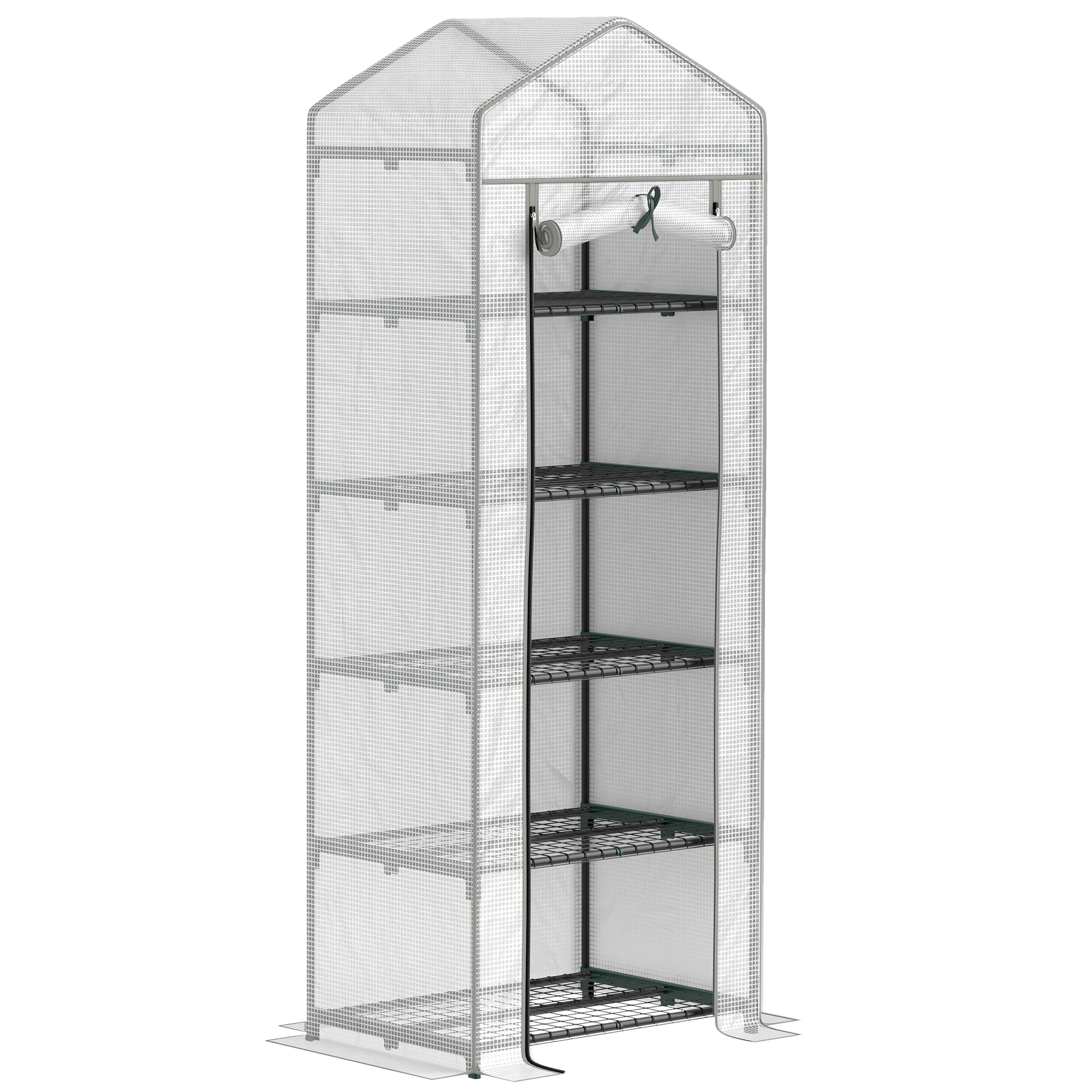 Outsunny 5 Tier Mini Greenhouse Grow House w/ Roll Up Door