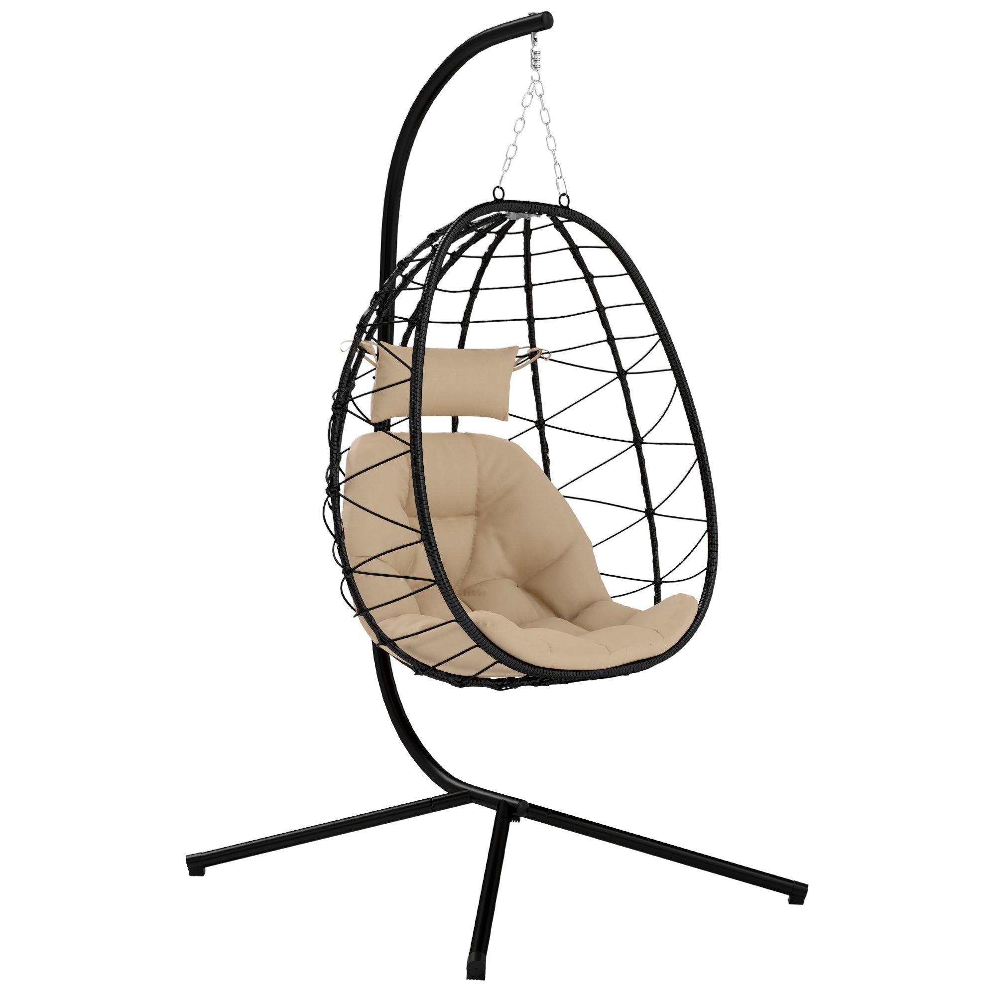 Outsunny Garden Egg Chair Outdoor Hanging Swing Chair, Folding Basket