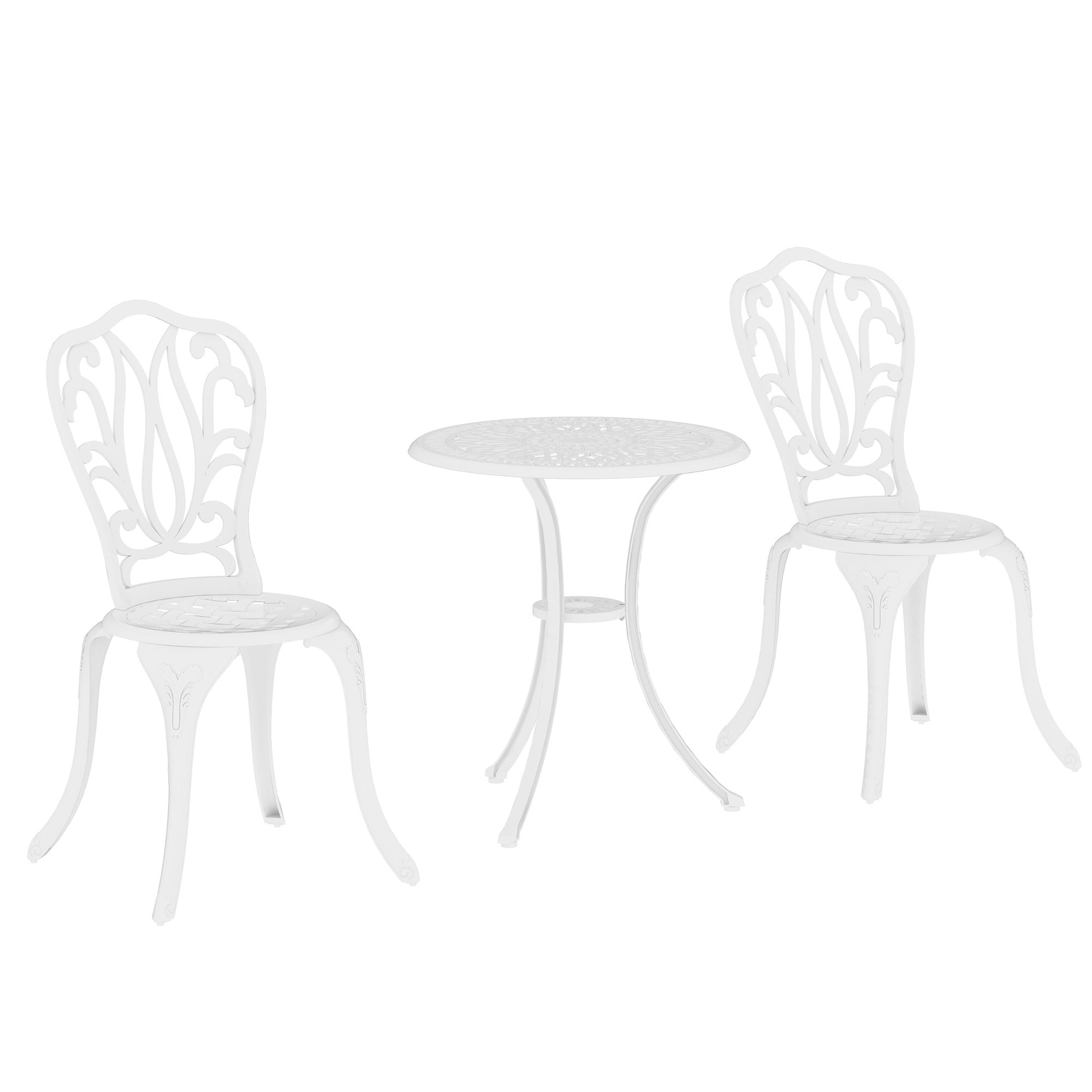 Outsunny 3 Piece Patio Bistro Set Outdoor Table Set with Umbrella Hole