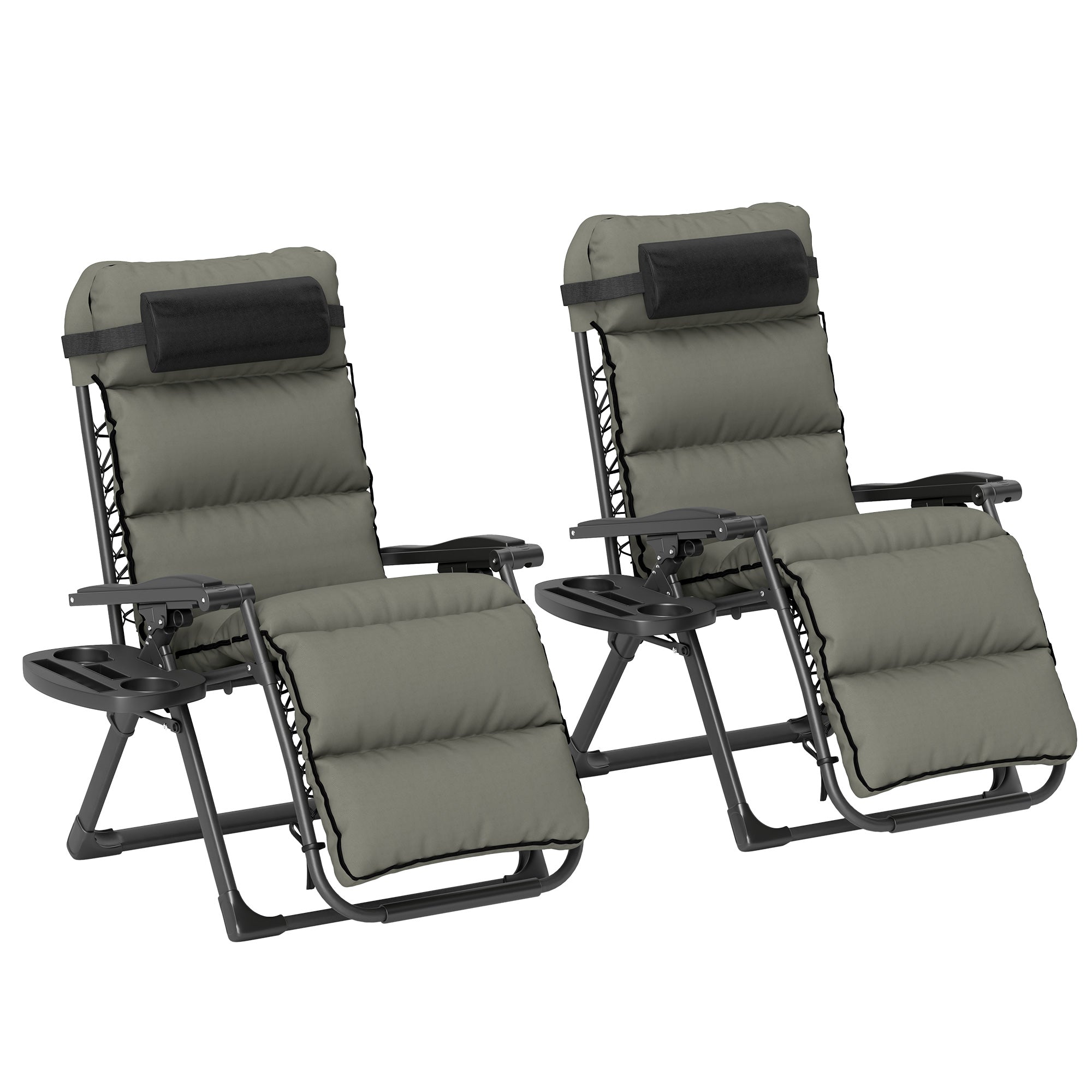 Outsunny 2 Pieces Zero Gravity Chairs, Reclining Folding Sun Lounger