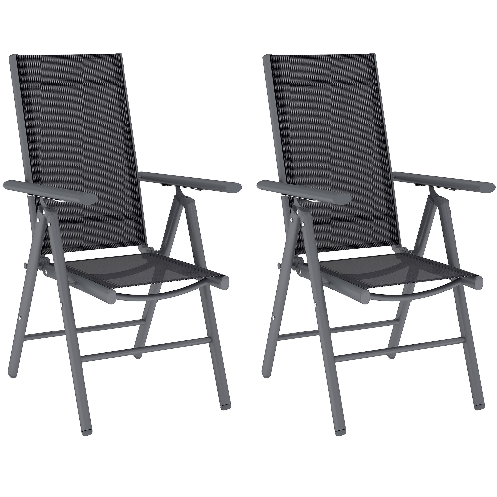 Outsunny 2PCS Folding Chair w/ Breathable Mesh Back and Seat