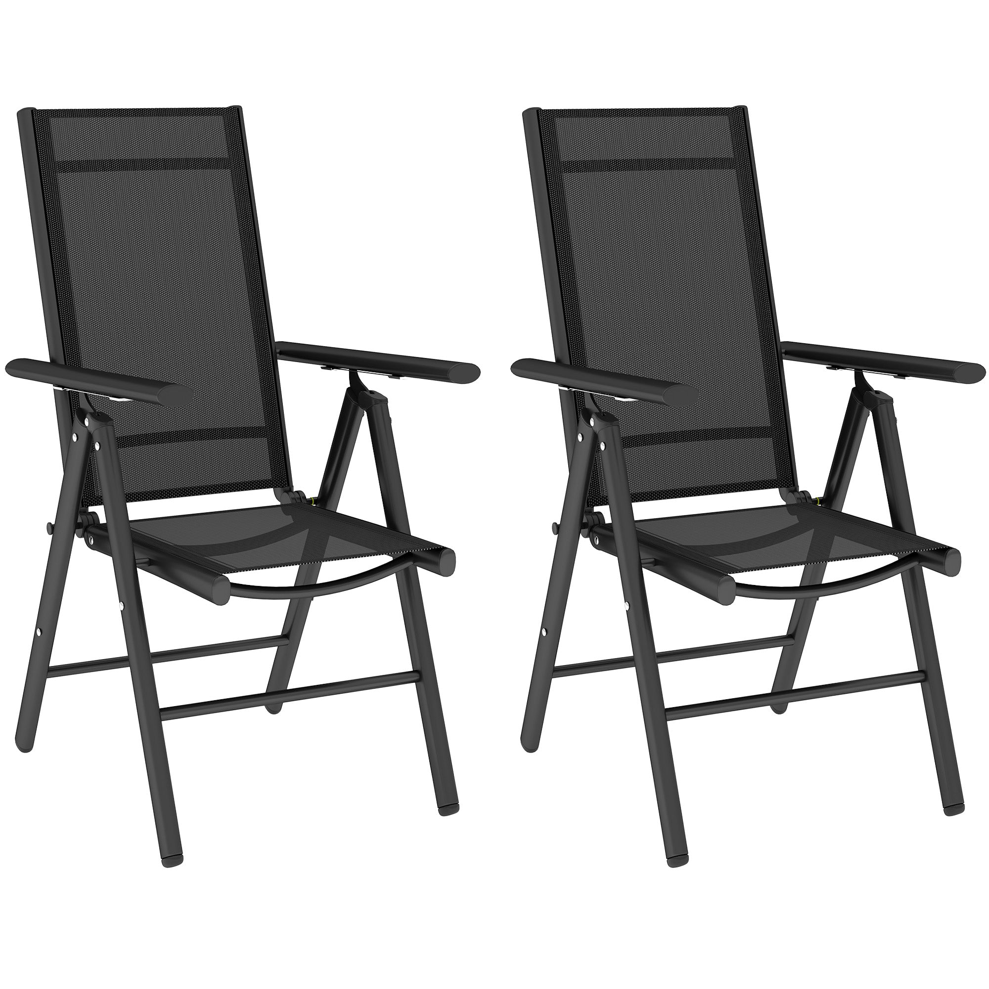 Outsunny 2PCS Folding Chair w/ Breathable Mesh Back and Seat
