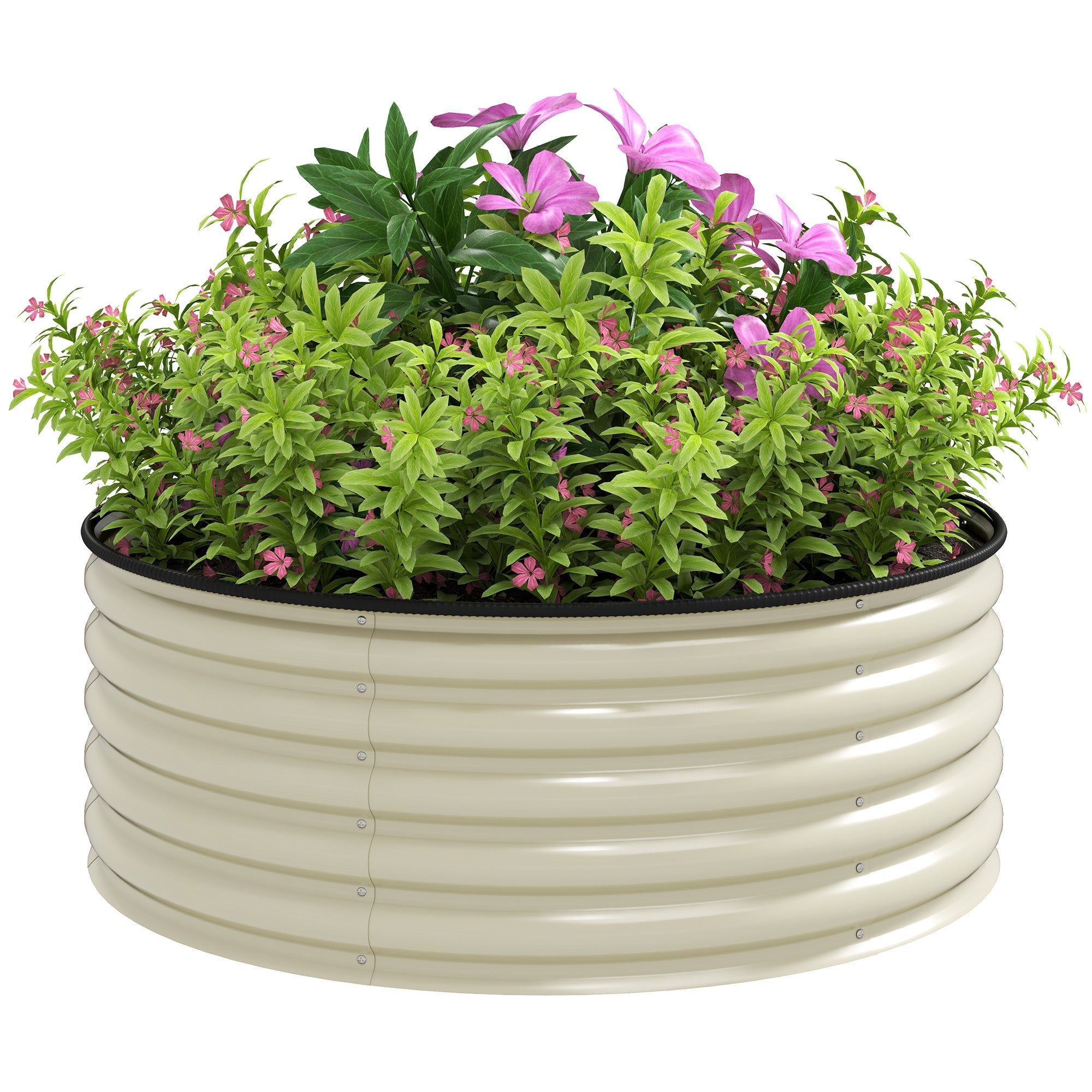 Outsunny Galvanised Planter with Gloves, 120 x 120 x 43cm