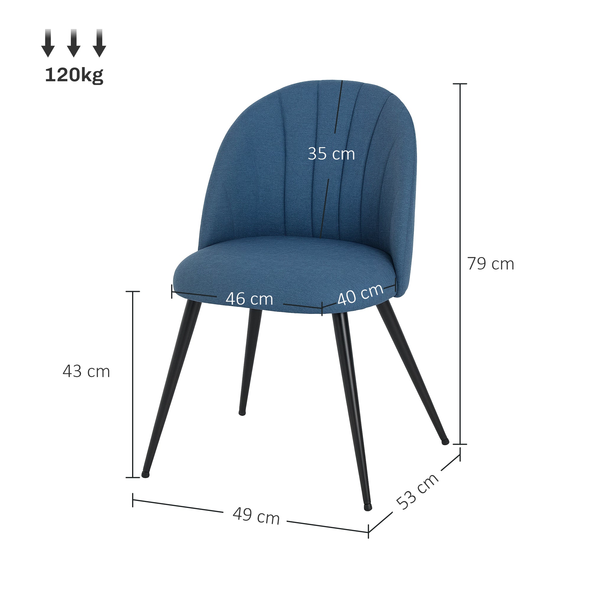 HOMCOM Set of 2 Dining Chairs with Shell Backrest and Padded Seat