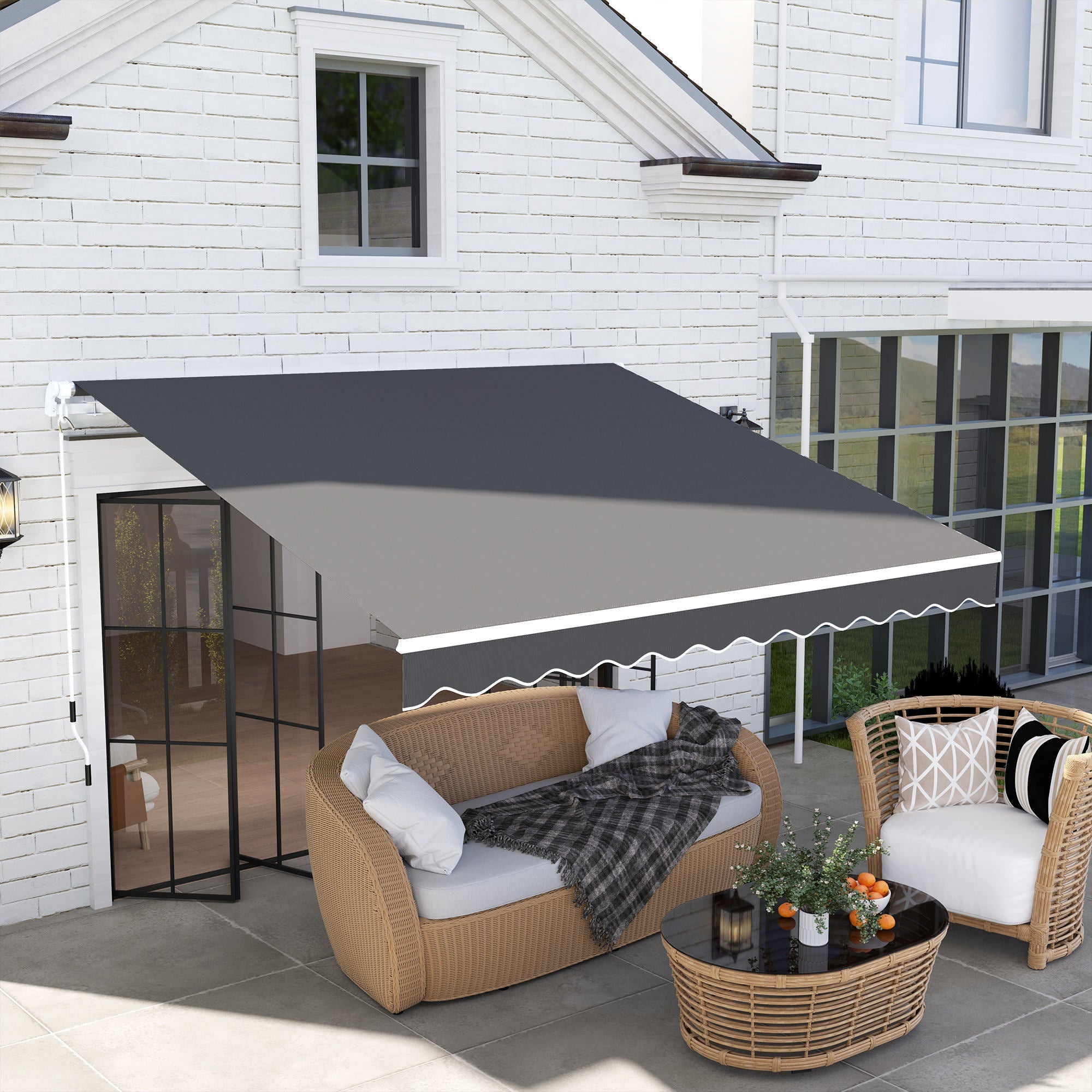 Outsunny 2.95 x 2.5m Canopy Sun Shade Shelter with Crank Handle