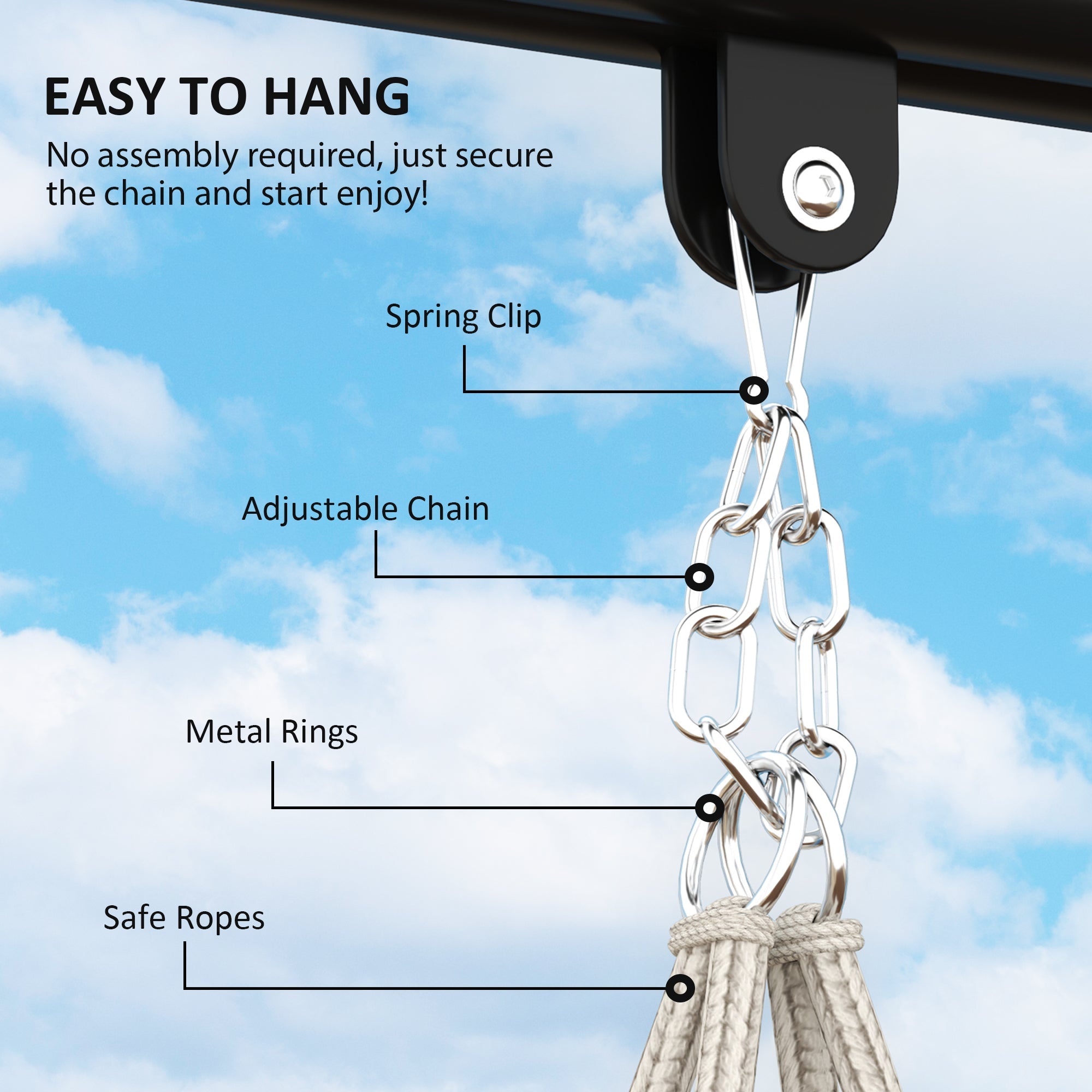Outsunny Hammock Chair, Boho Hanging Swing Chair with Cushion
