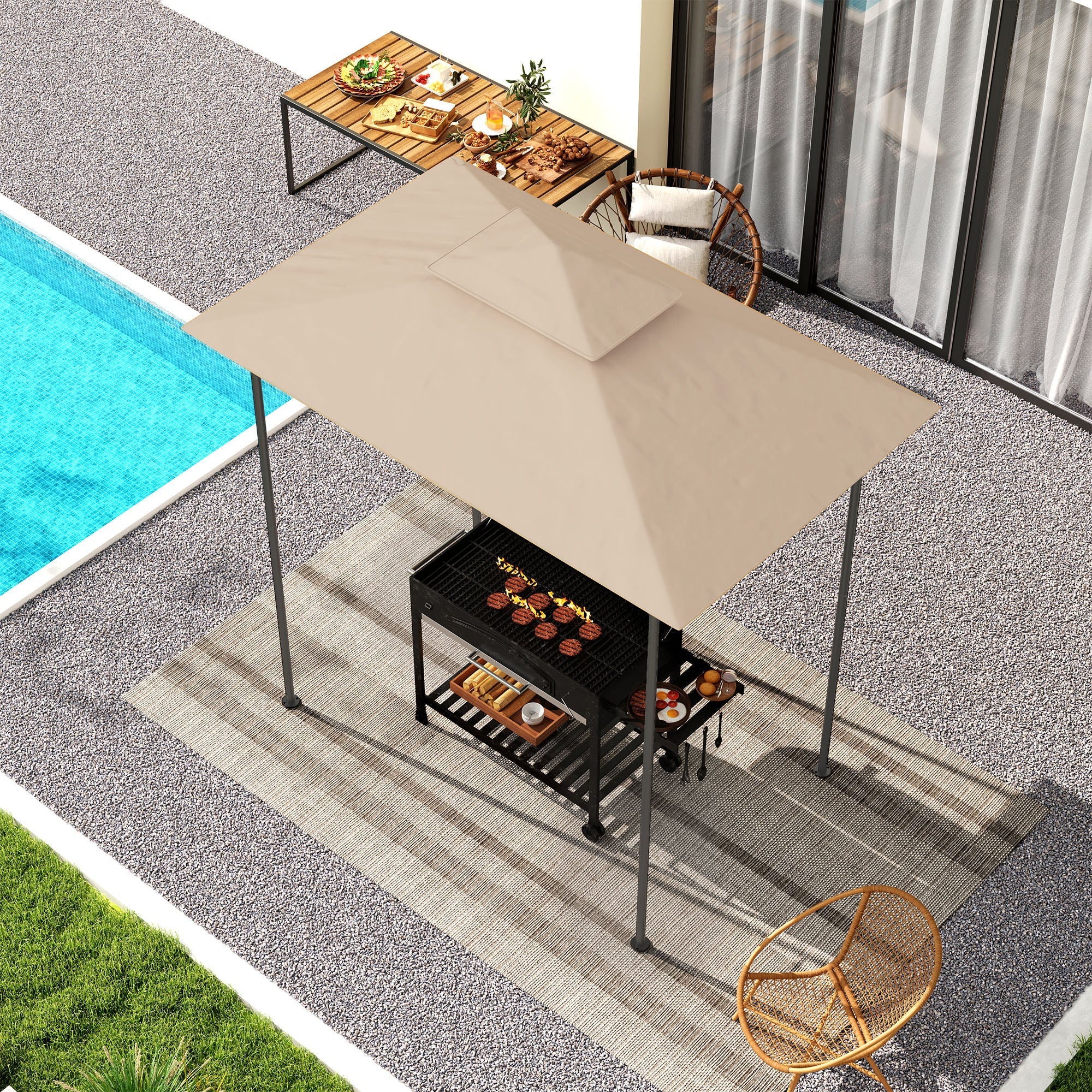 Outsunny Grill Gazebo Cover Roof Replacement for 1.5 x 2.4m Frame