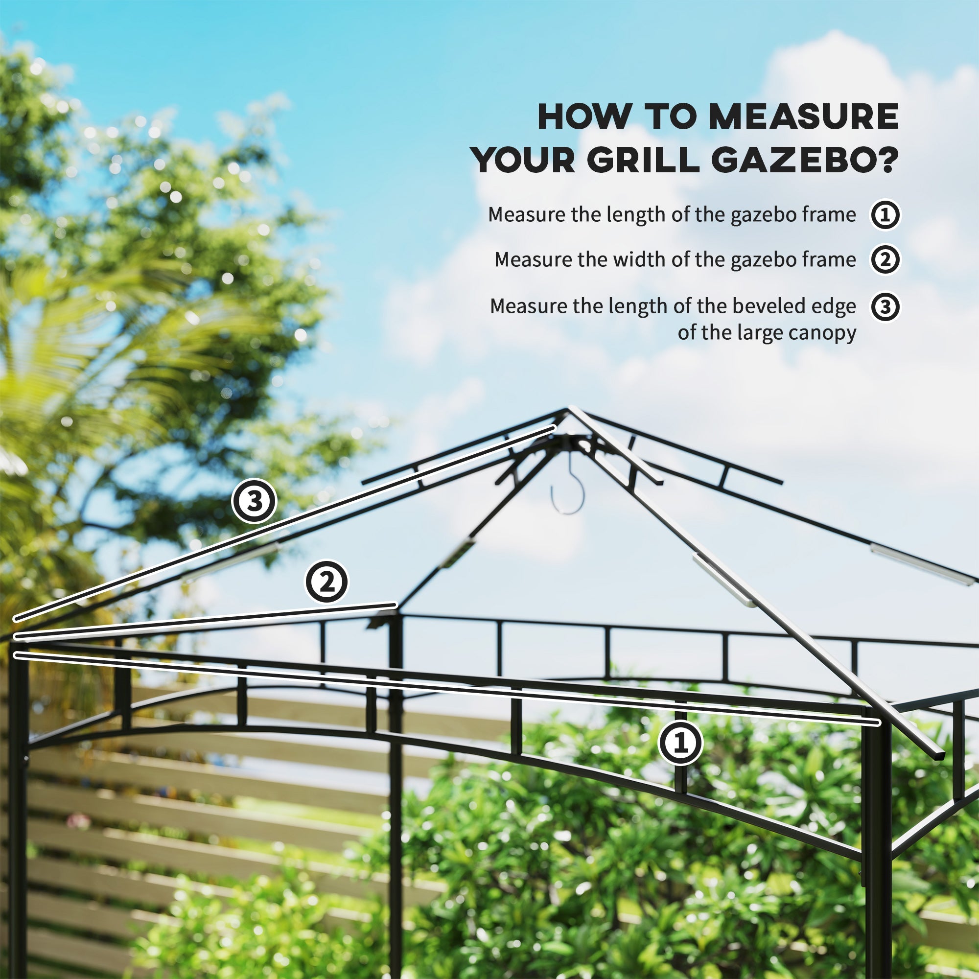 Outsunny Grill Gazebo Cover Roof Replacement for 1.5 x 2.4m Frame