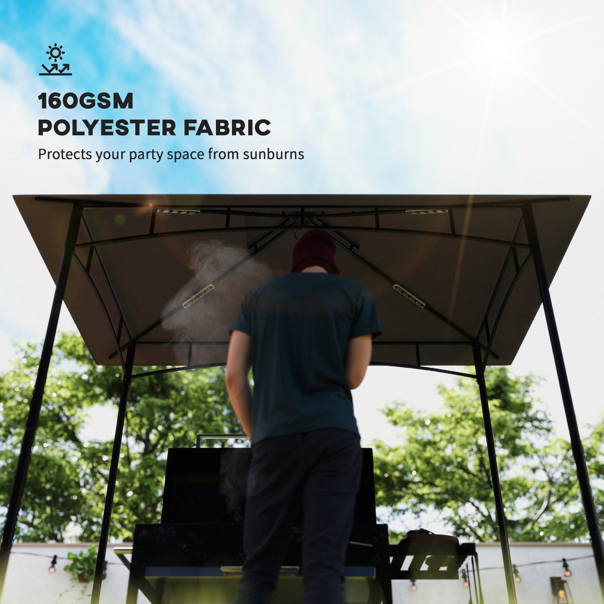 Outsunny Grill Gazebo Cover Roof Replacement for 1.5 x 2.4m Frame