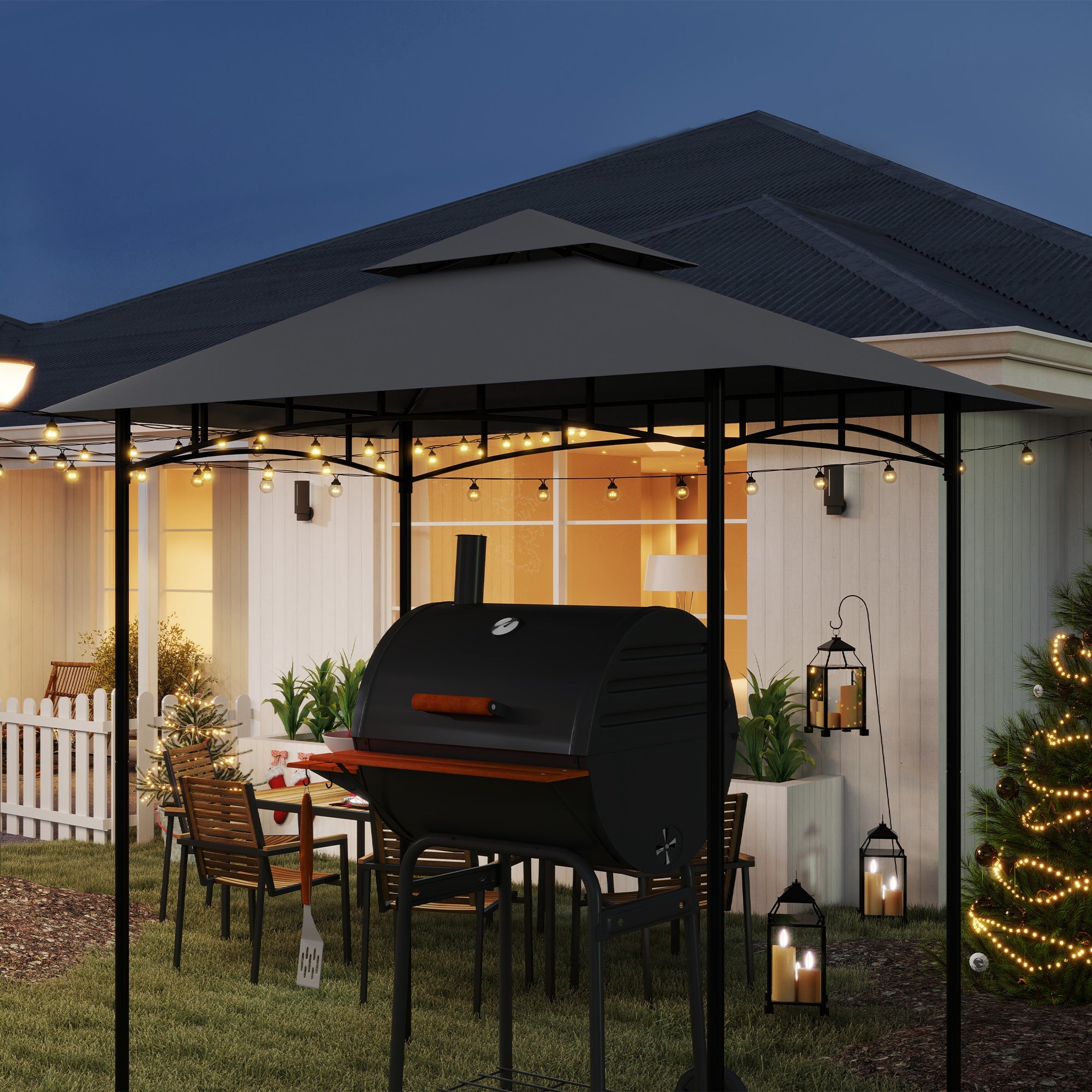 Outsunny Grill Gazebo Cover Roof Replacement for 1.5 x 2.4m Frame