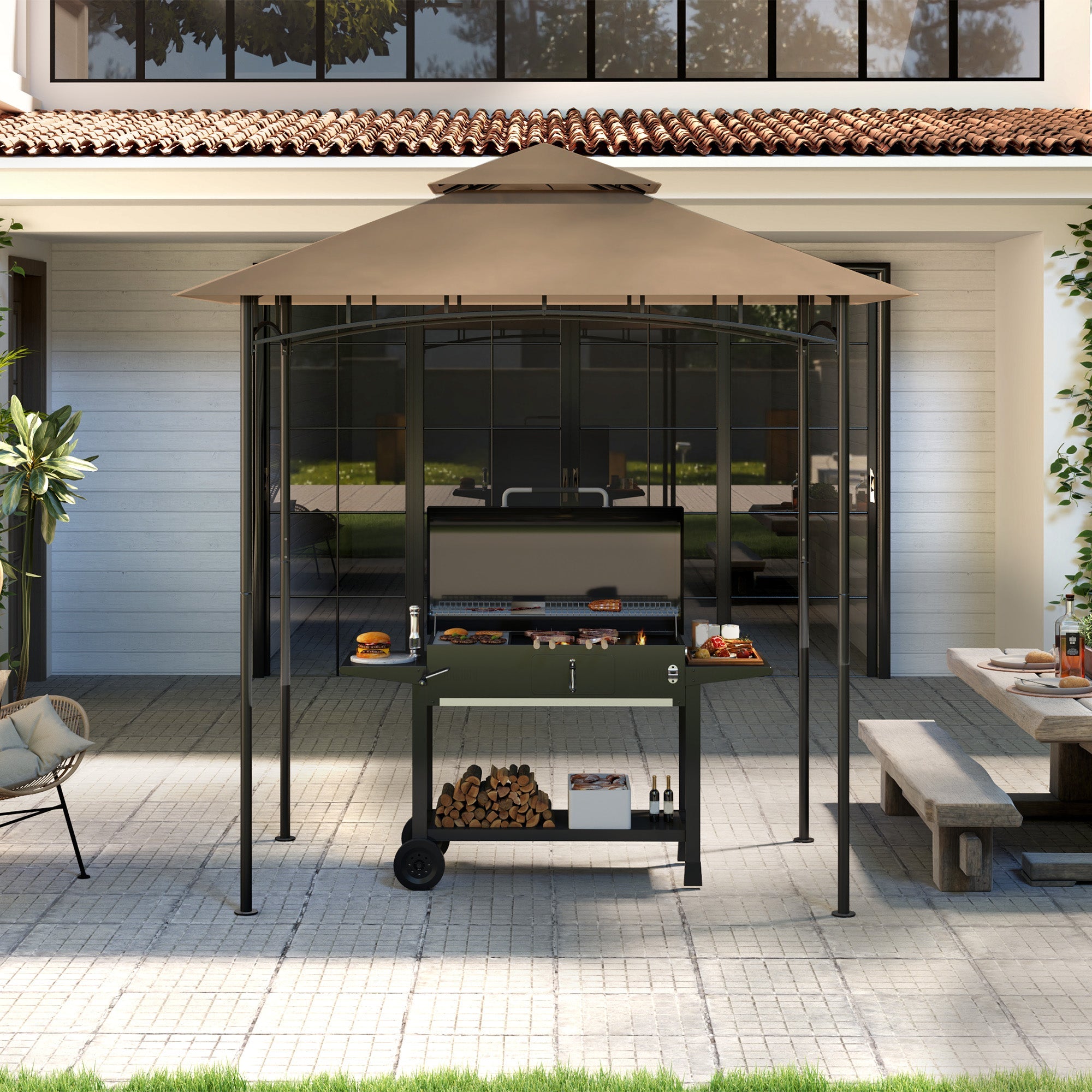 Outsunny Grill Gazebo Cover Roof Replacement for 1.5 x 2.4m Frame